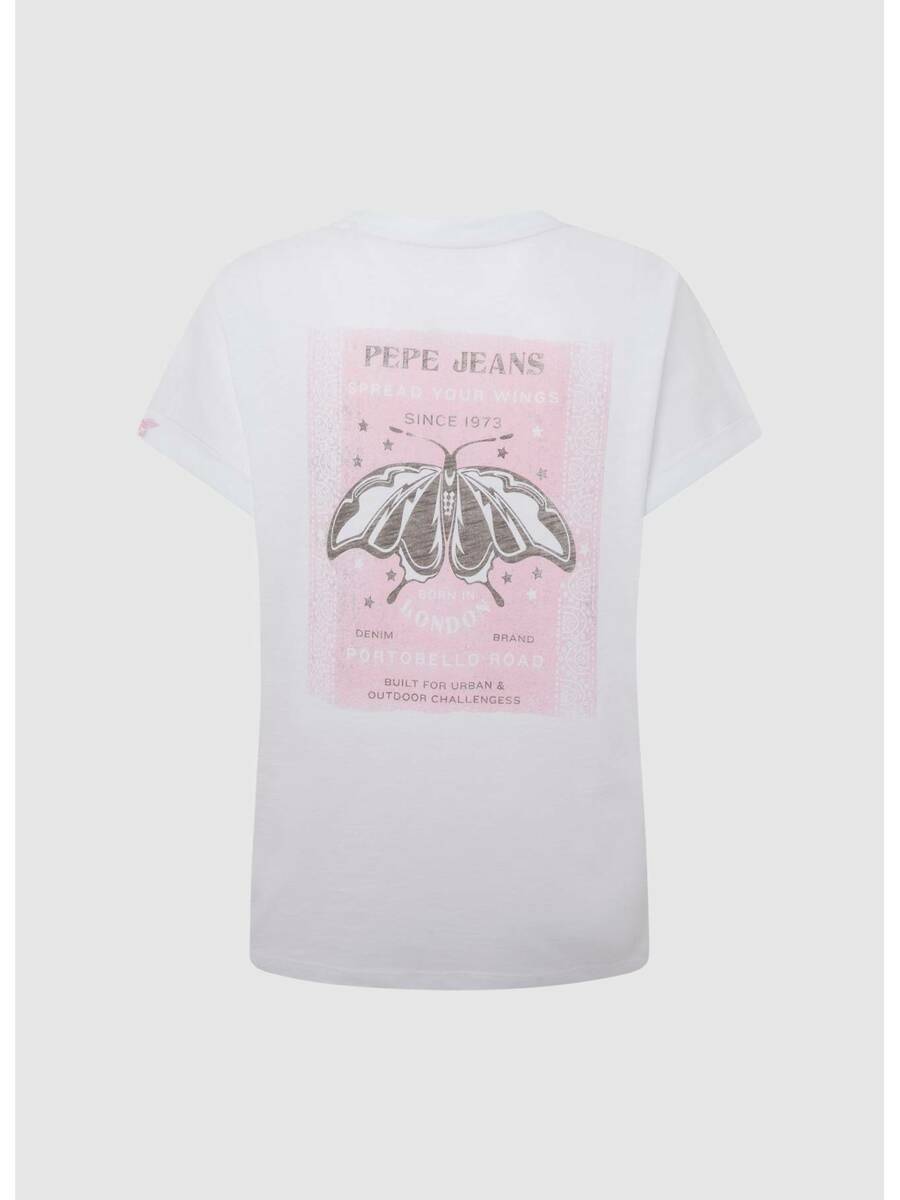detail Pepe Jeans dámske biele tričko Keyra