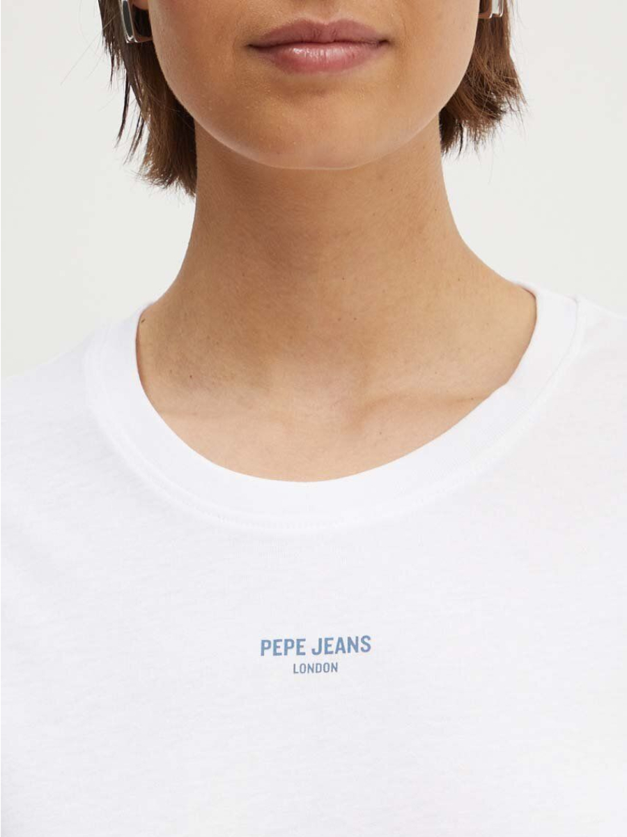 detail Pepe Jeans dámske biele tričko