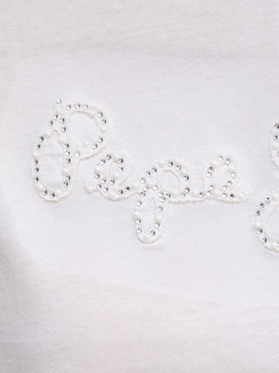 detail Pepe Jeans dámske biele tričko Espe