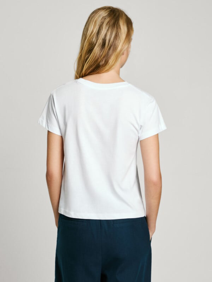 detail Pepe Jeans dámske biele tričko Gaia