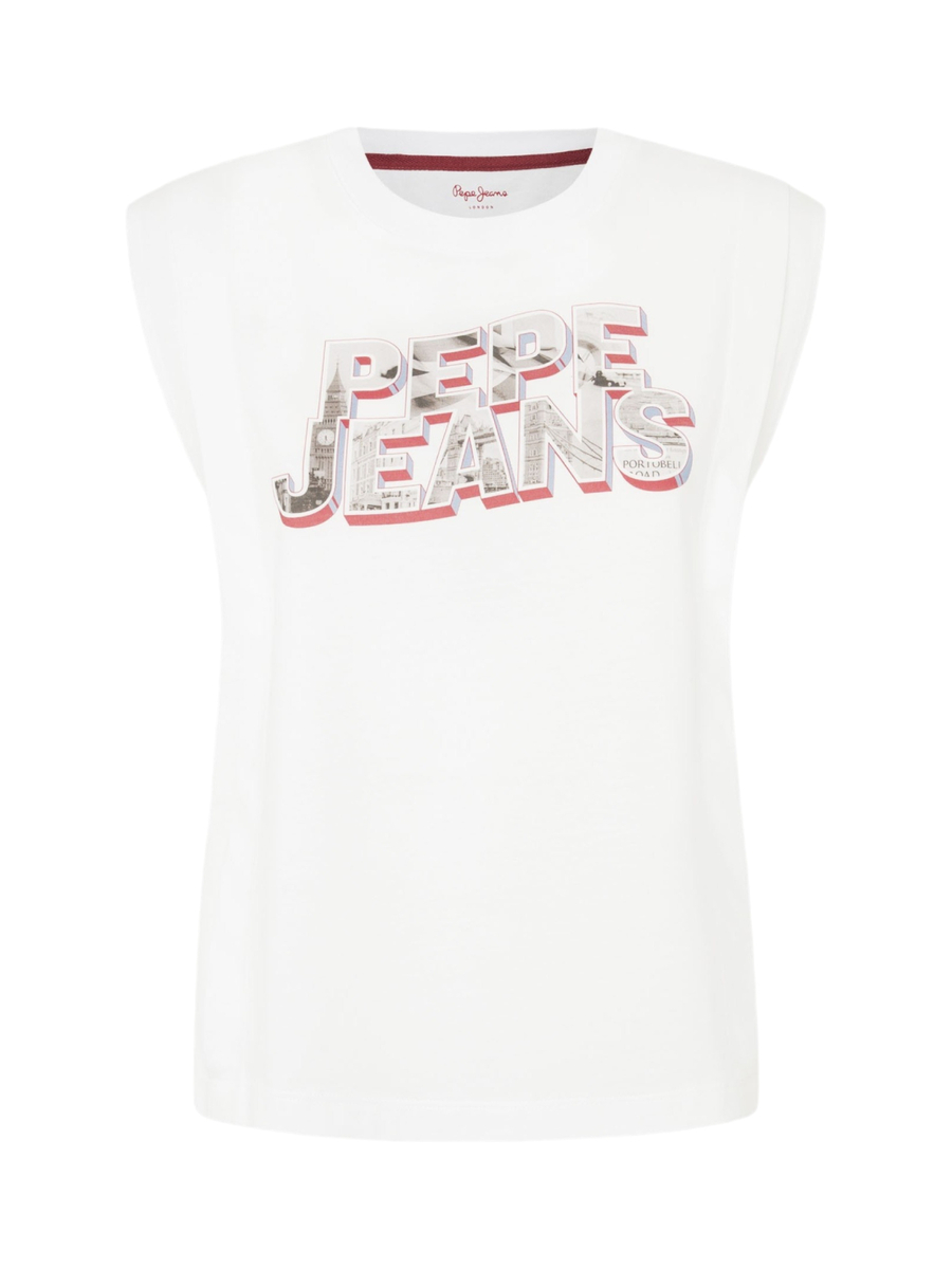 detail Pepe Jeans dámske biele tričko