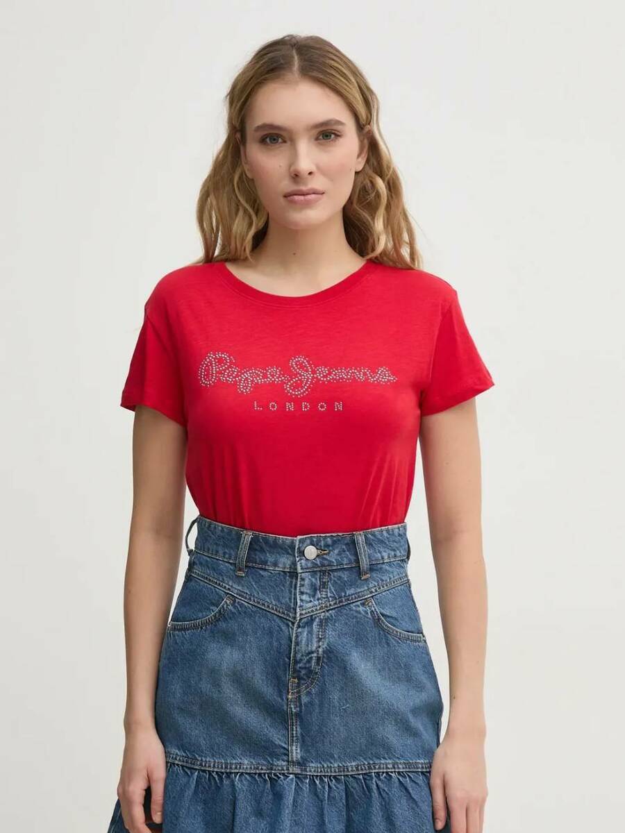 detail Pepe Jeans dámske červené tričko 