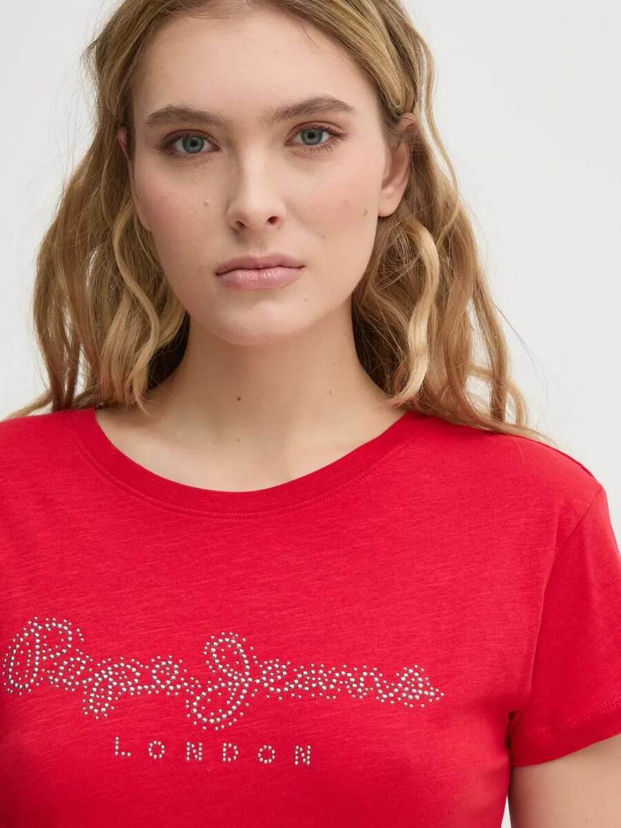 detail Pepe Jeans dámske červené tričko 