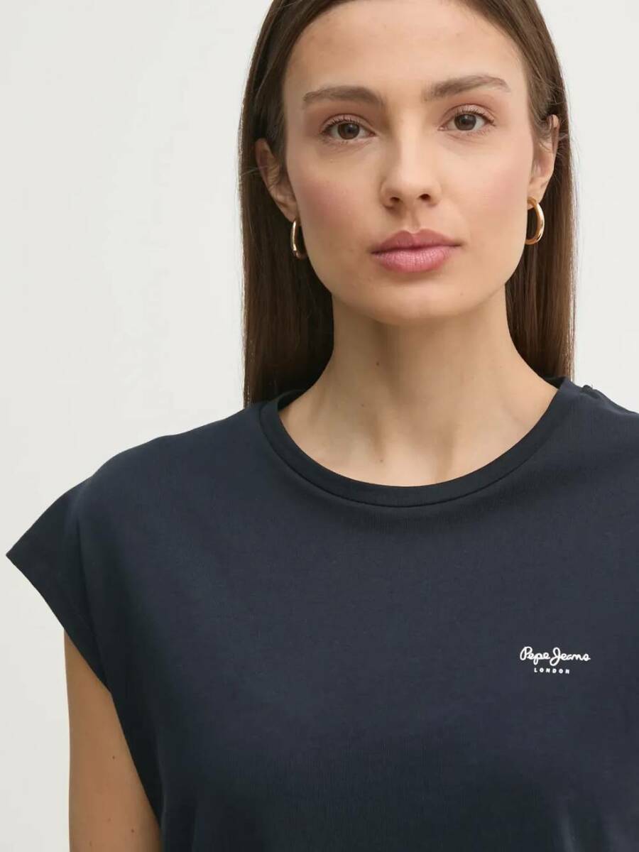 detail Pepe Jeans dámske modré tričko Blooma