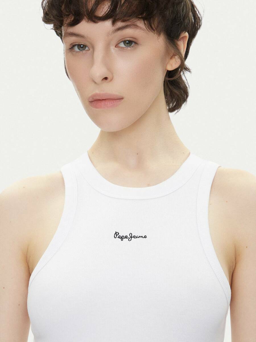 detail Pepe Jeans dámske biele tielko MARIAN