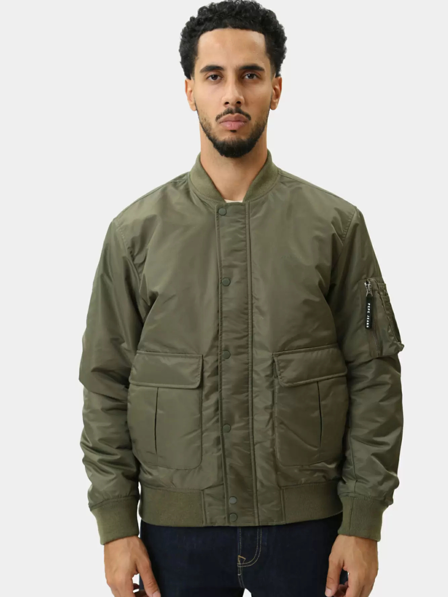 detail Pepe Jeans pánska khaki zelená bunda 
