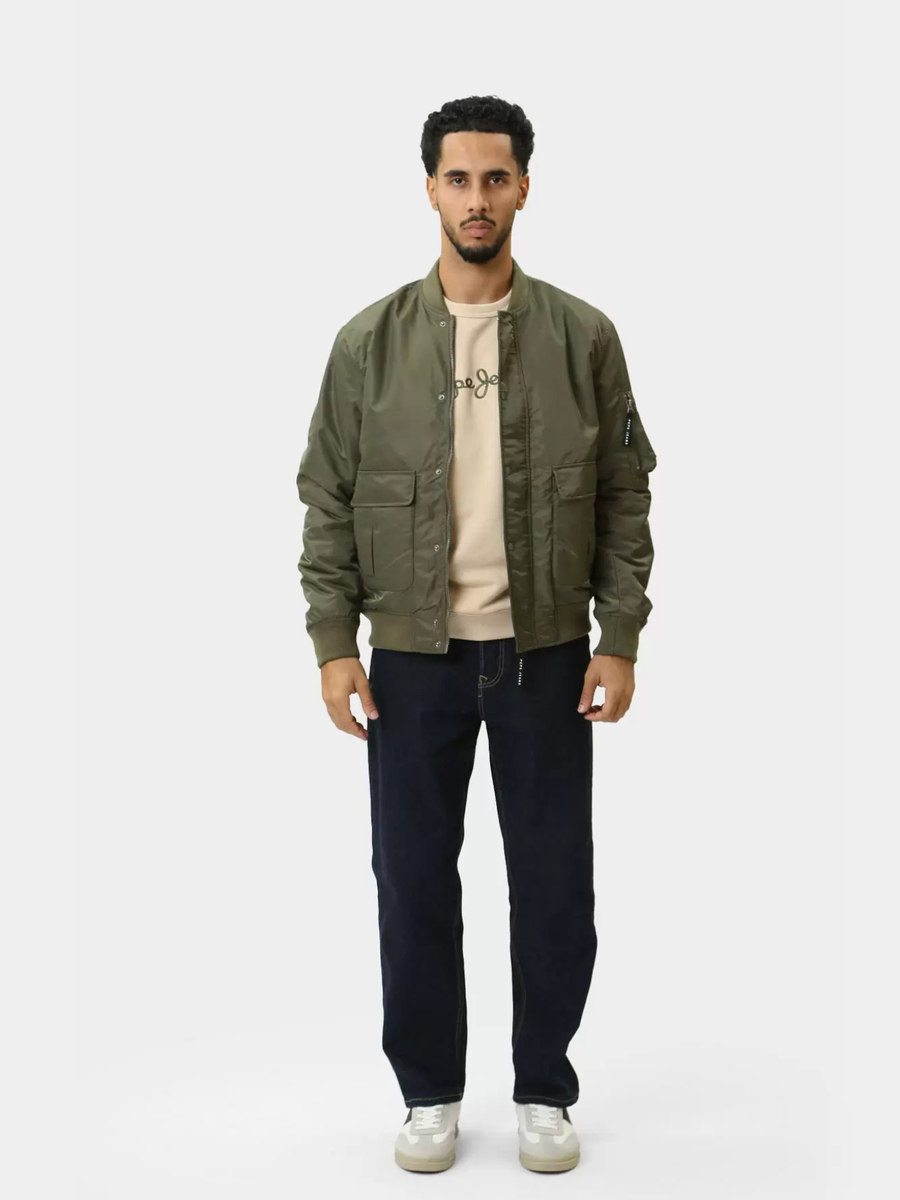 detail Pepe Jeans pánska khaki zelená bunda 