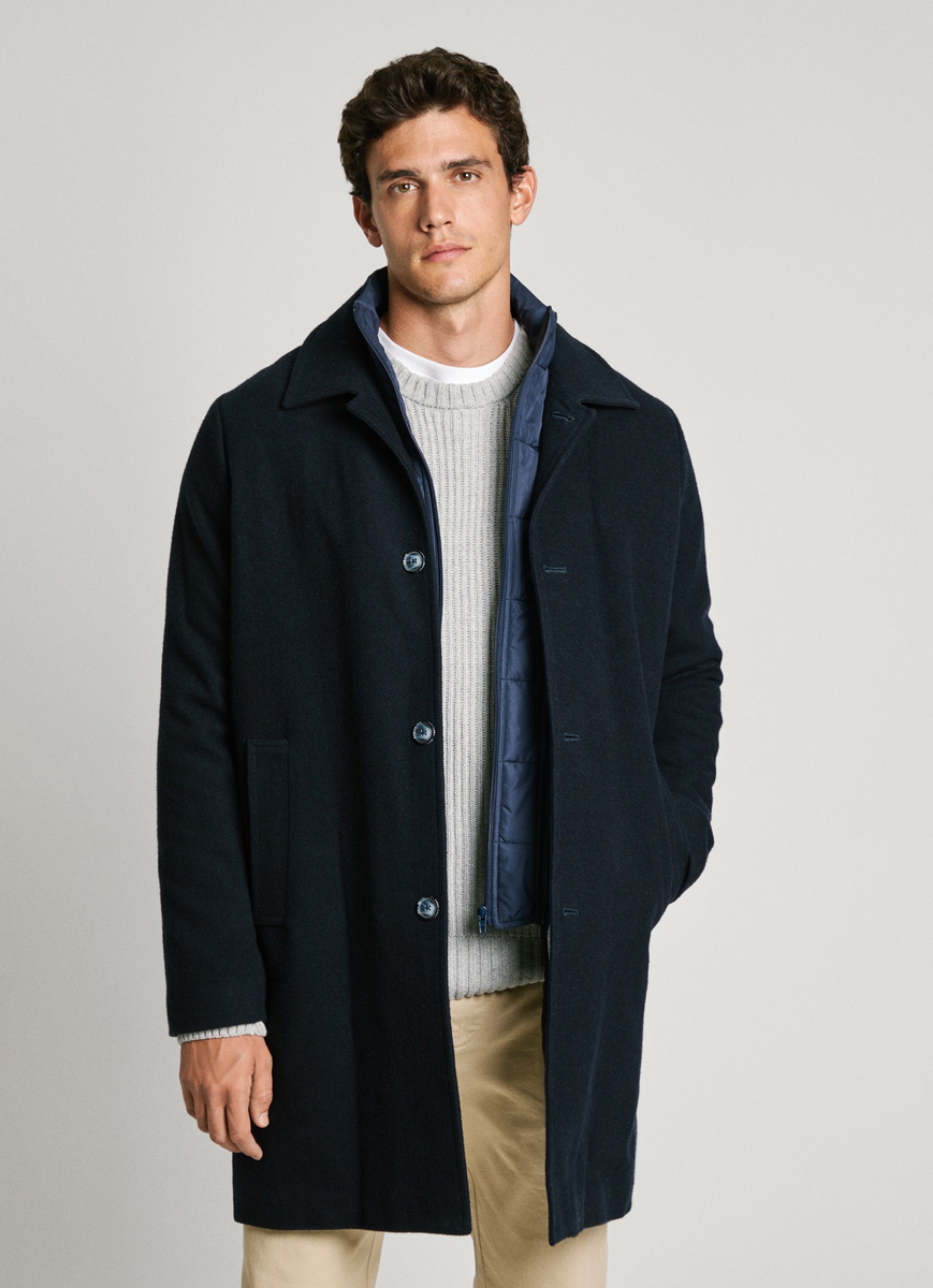 detail Pepe Jeans pánsky modrý kabát TRONDHEIM 