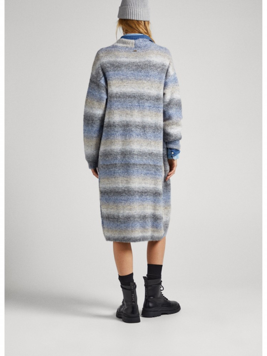 detail Pepe Jeans dámsky modro šedý sveter