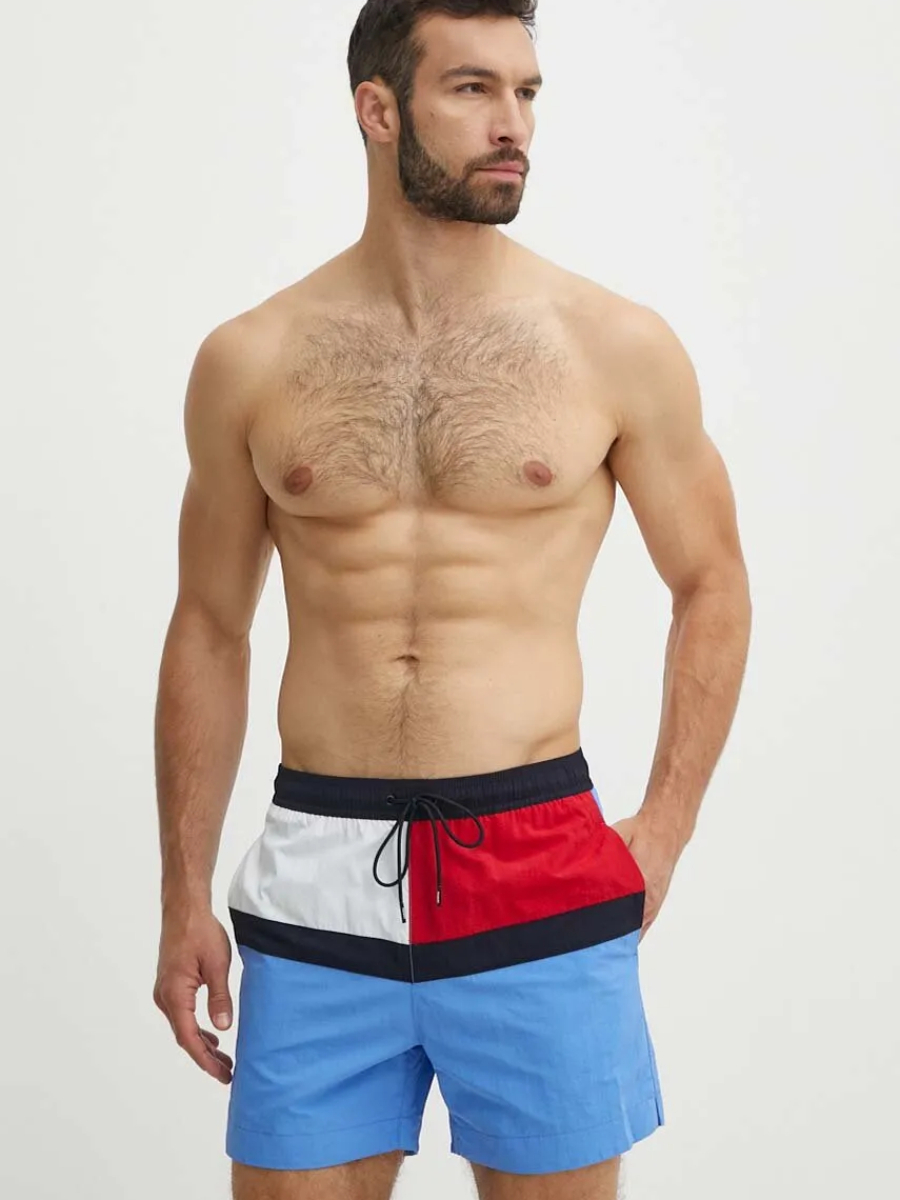 detail Tommy Hilfiger pánske modré plavky
