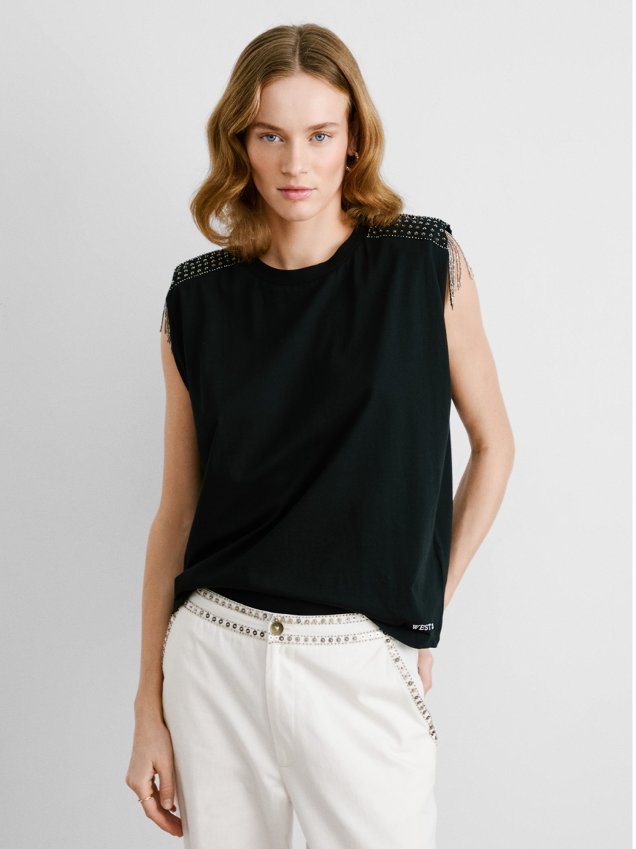 detail Pepe Jeans dámsky čierny top