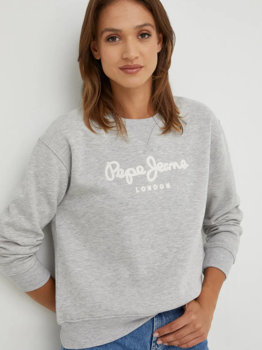detail Pepe Jeans dámska svetlo šedá mikina