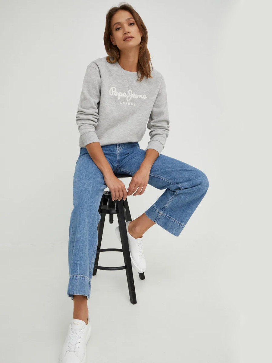 detail Pepe Jeans dámska svetlo šedá mikina