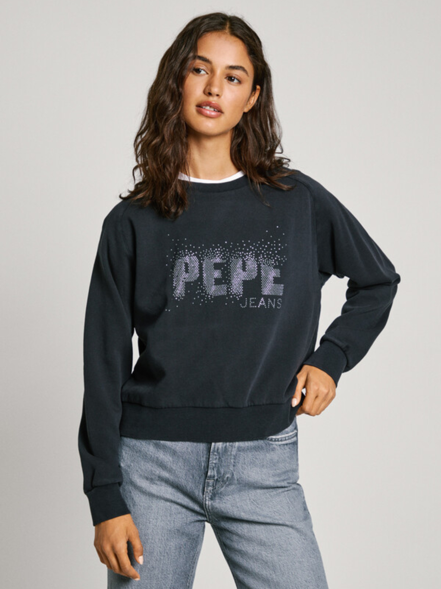 detail Pepe Jeans dámska čierna mikina LUNA