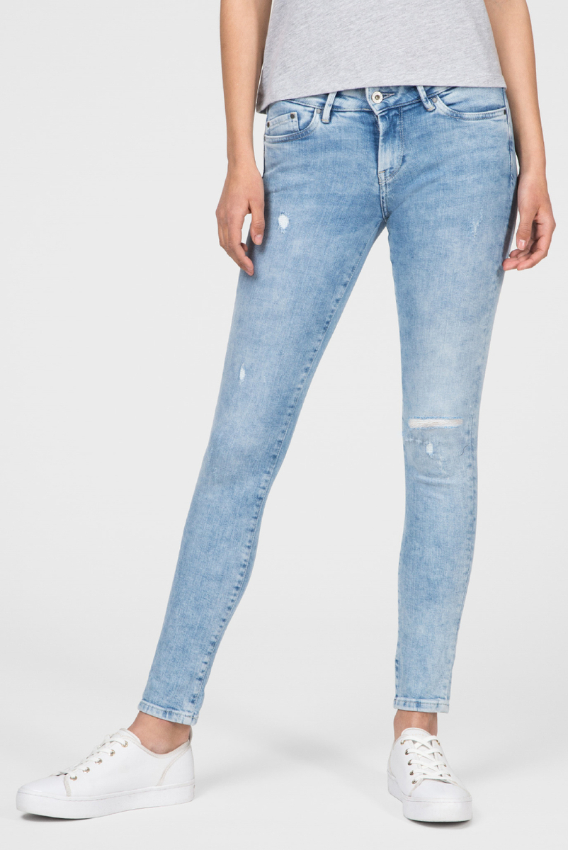 detail Pepe Jeans dámske modré džínsy Pixie