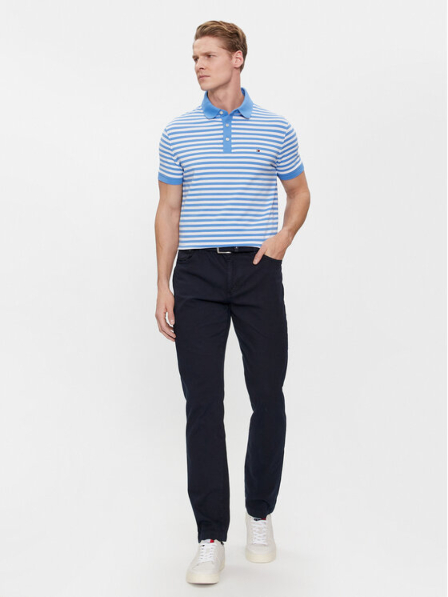 detail Tommy Hilfiger pánske modré pruhované polo tričko