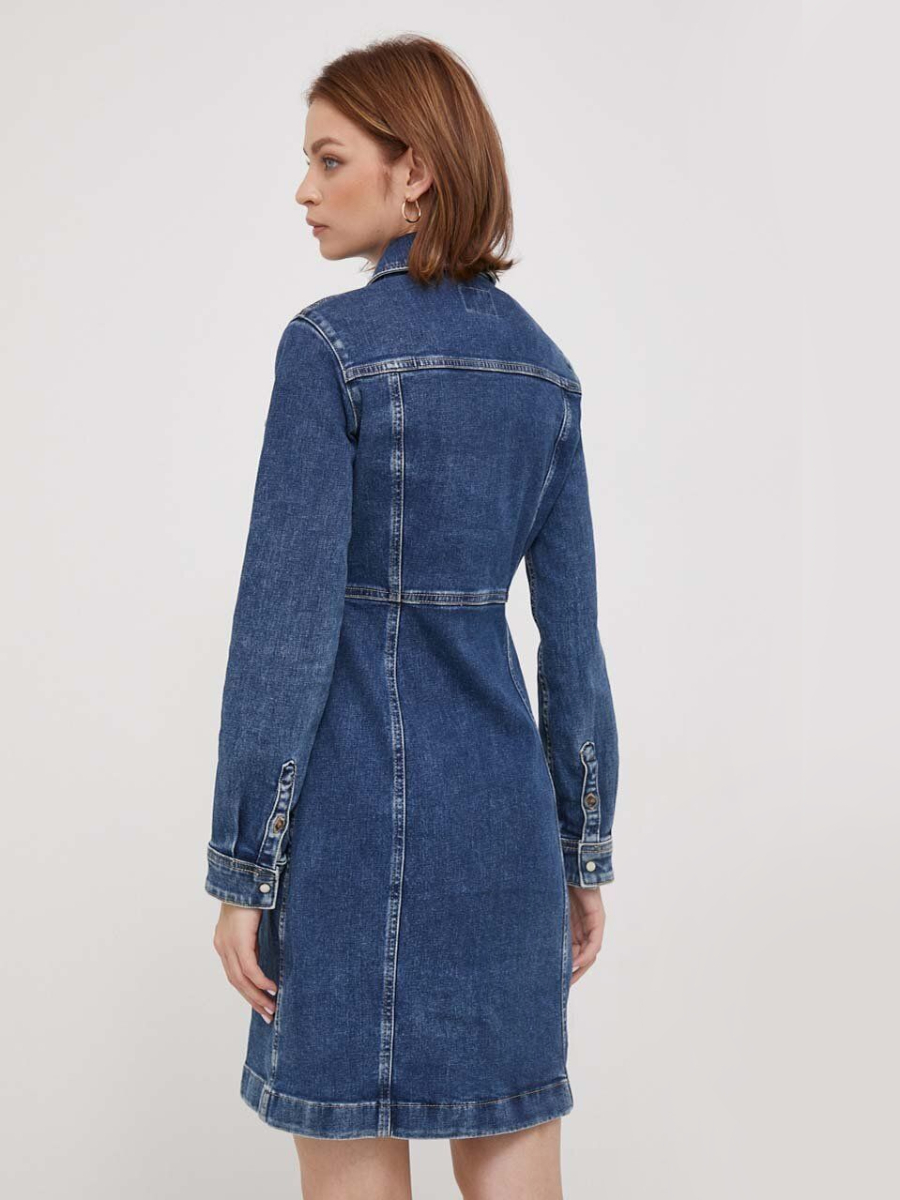 detail Pepe Jeans dámske modré džínsové šaty