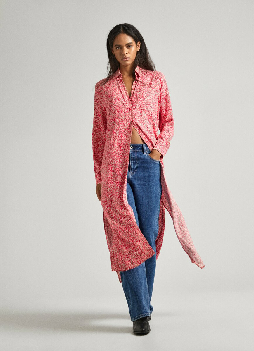 detail Pepe Jeans dámske červené vzorované šaty BROOKE