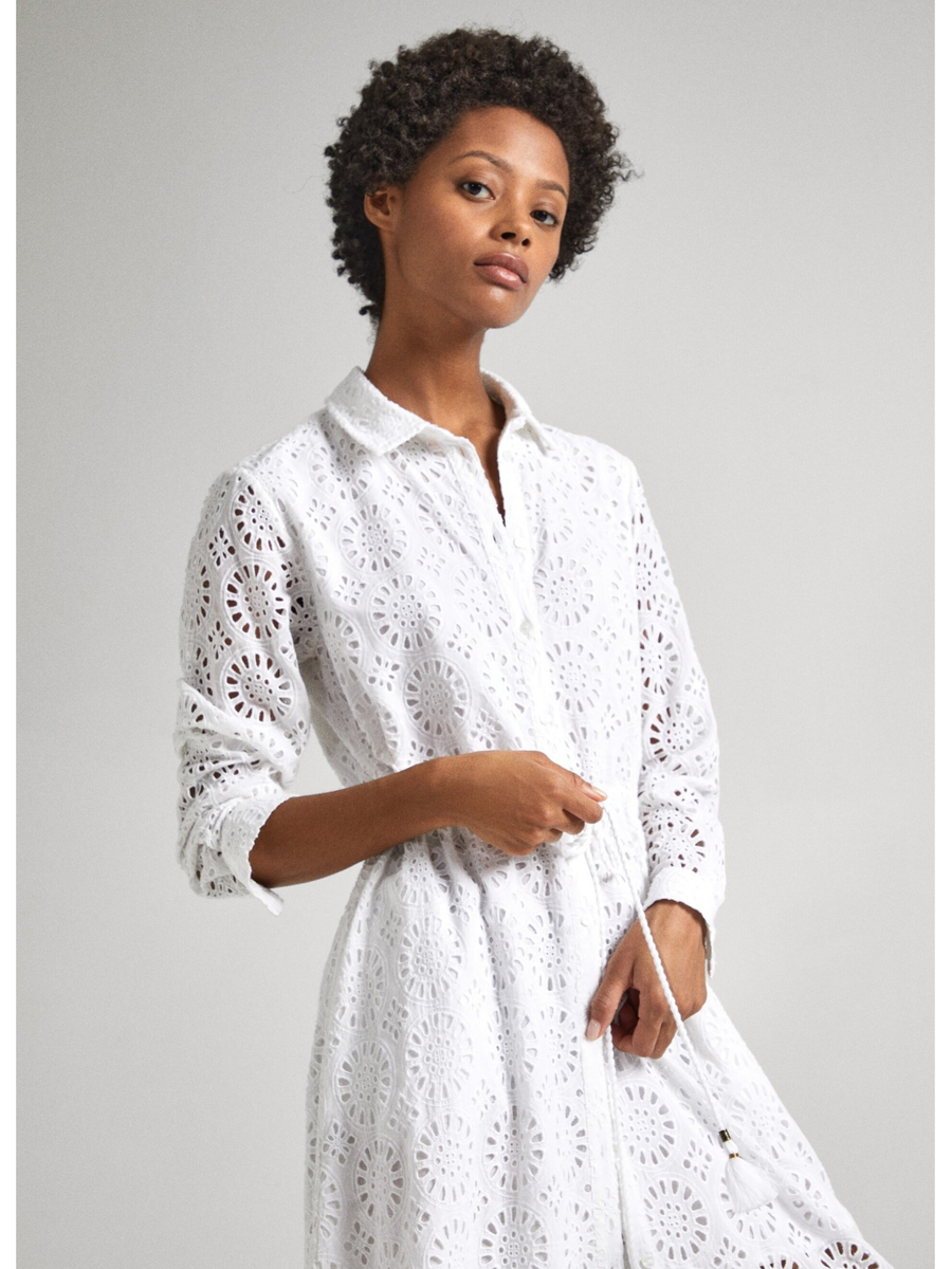 detail Pepe Jeans dámske biele šaty ETHEL