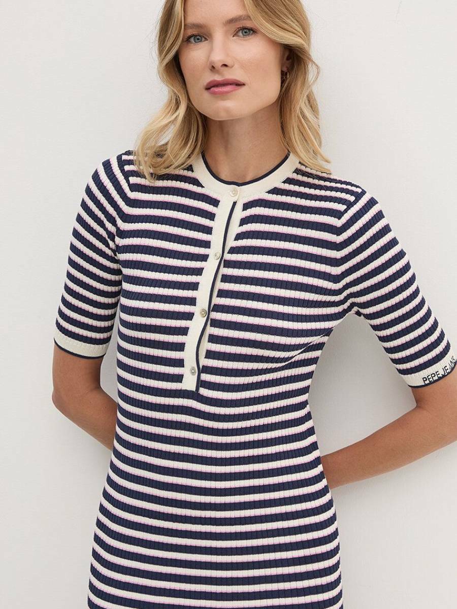 detail Pepe Jeans dámske pruhované šaty