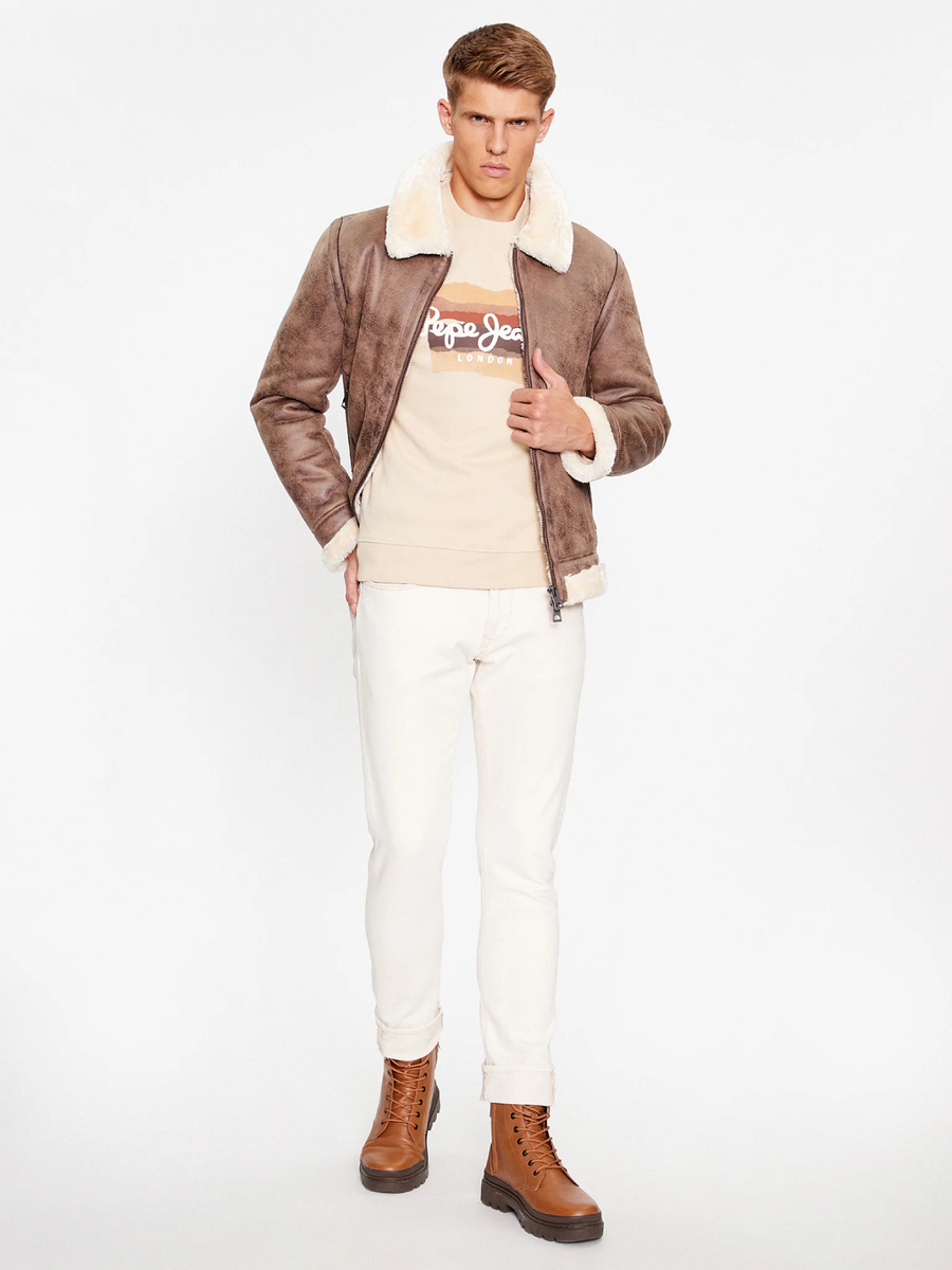 detail Pepe Jeans pánska béžová mikina