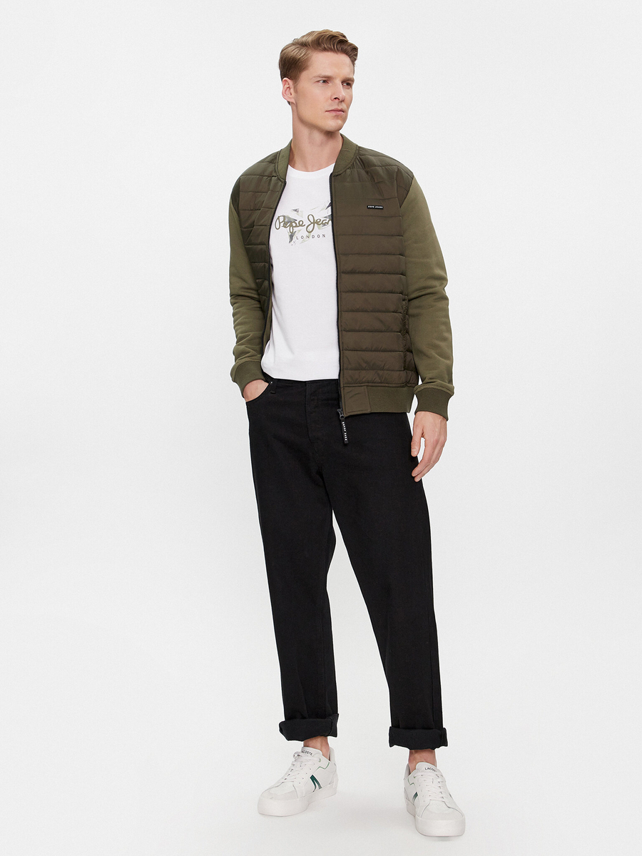 detail Pepe Jeans khaki pánska mikina na zips REDDITCH
