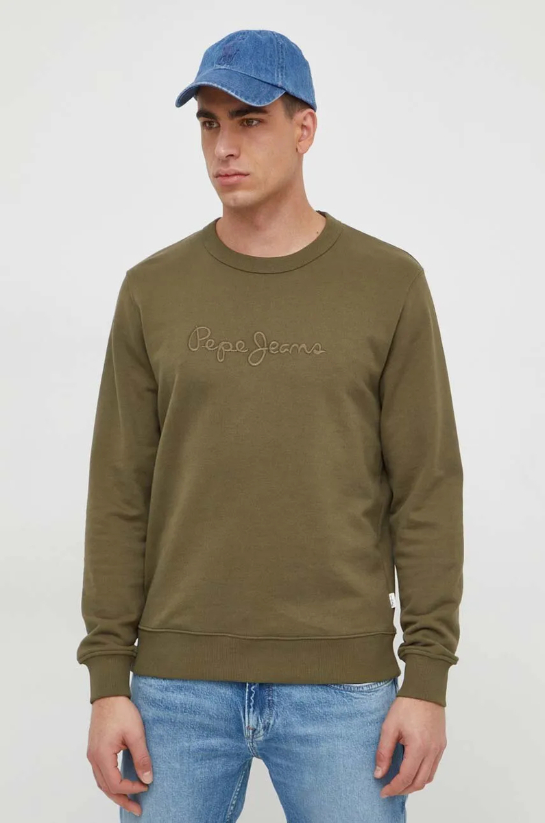 detail Pepe Jeans pánska khaki mikina JOE