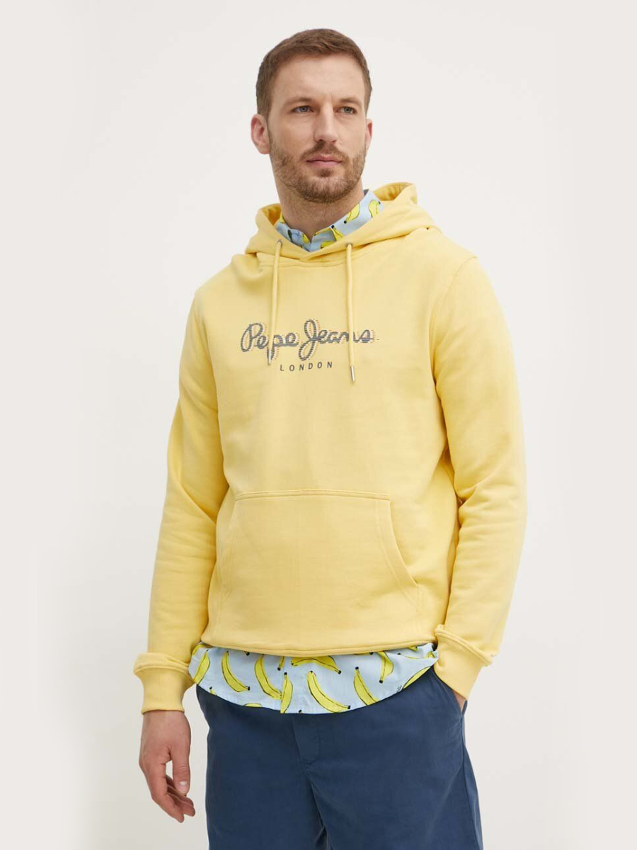 detail Pepe Jeans pánska žltá mikina
