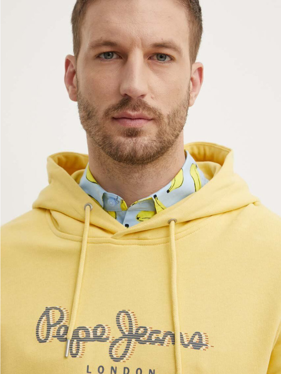 detail Pepe Jeans pánska žltá mikina