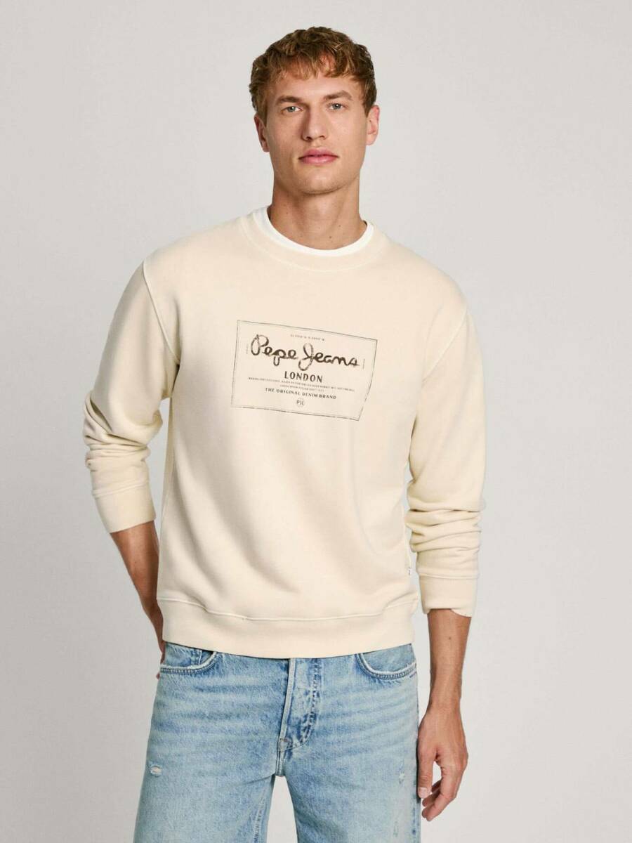 detail Pepe Jeans pánska béžová mikina Simon