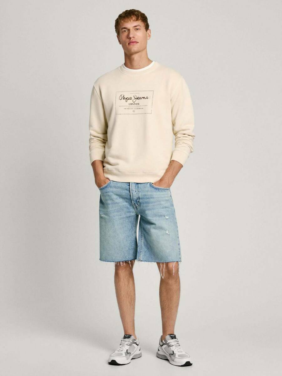 detail Pepe Jeans pánska béžová mikina Simon