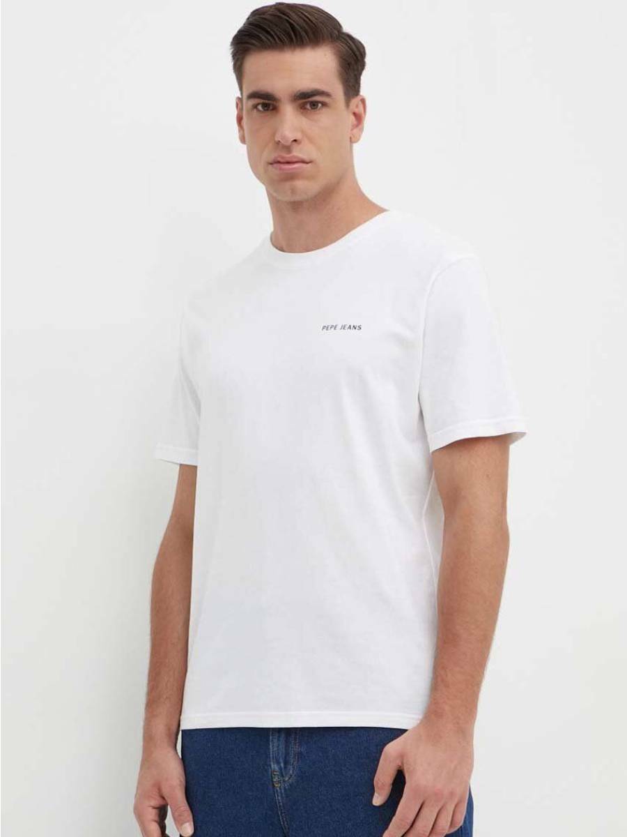 detail Pepe Jeans pánske biele tričko Callum