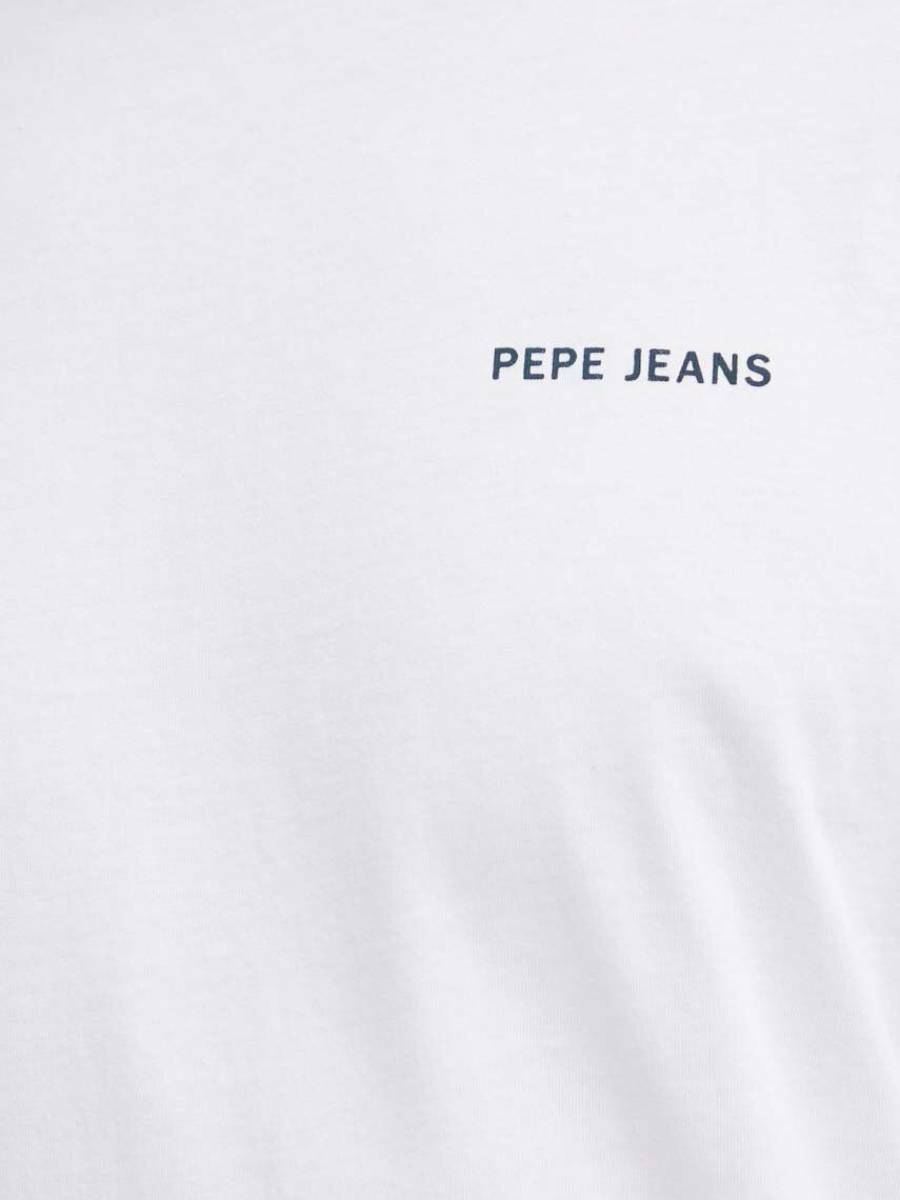 detail Pepe Jeans pánske biele tričko Callum