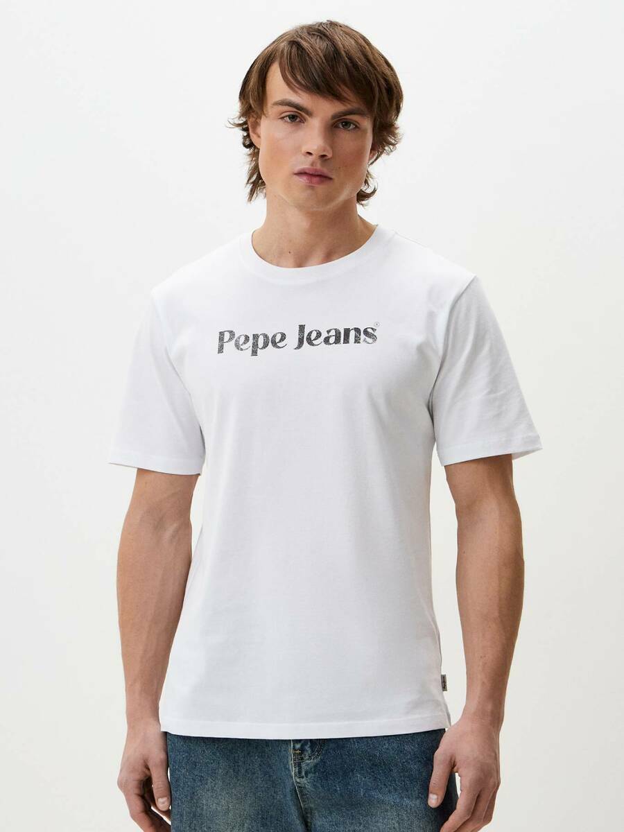 detail Pepe Jeans pánske biele tričko