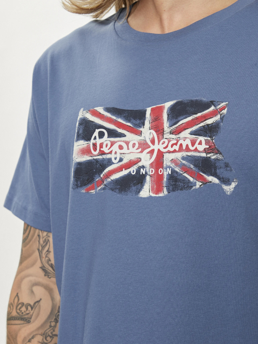 detail Pepe Jeans pánske modré tričko