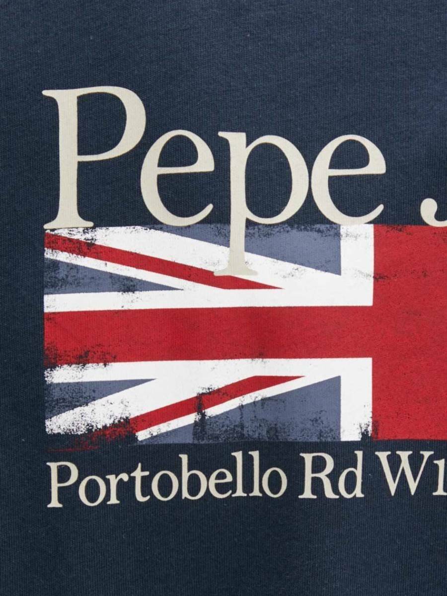 detail Pepe Jeans pánske modré tričko Alfie