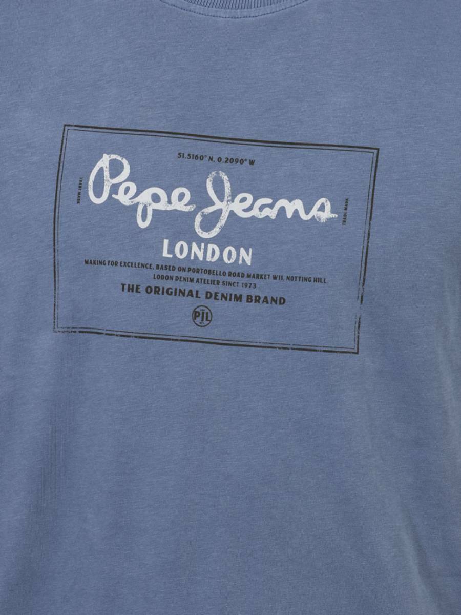 detail Pepe Jeans pánske modré tričko Simon