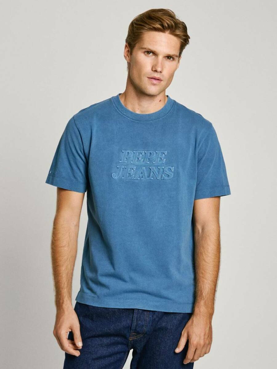 detail Pepe Jeans pánske modré tričko Darius