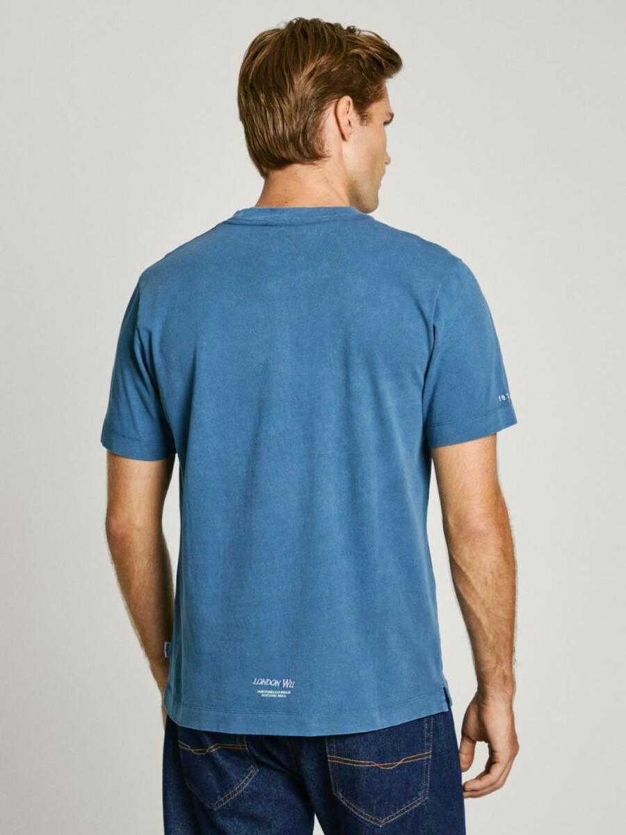 detail Pepe Jeans pánske modré tričko Darius