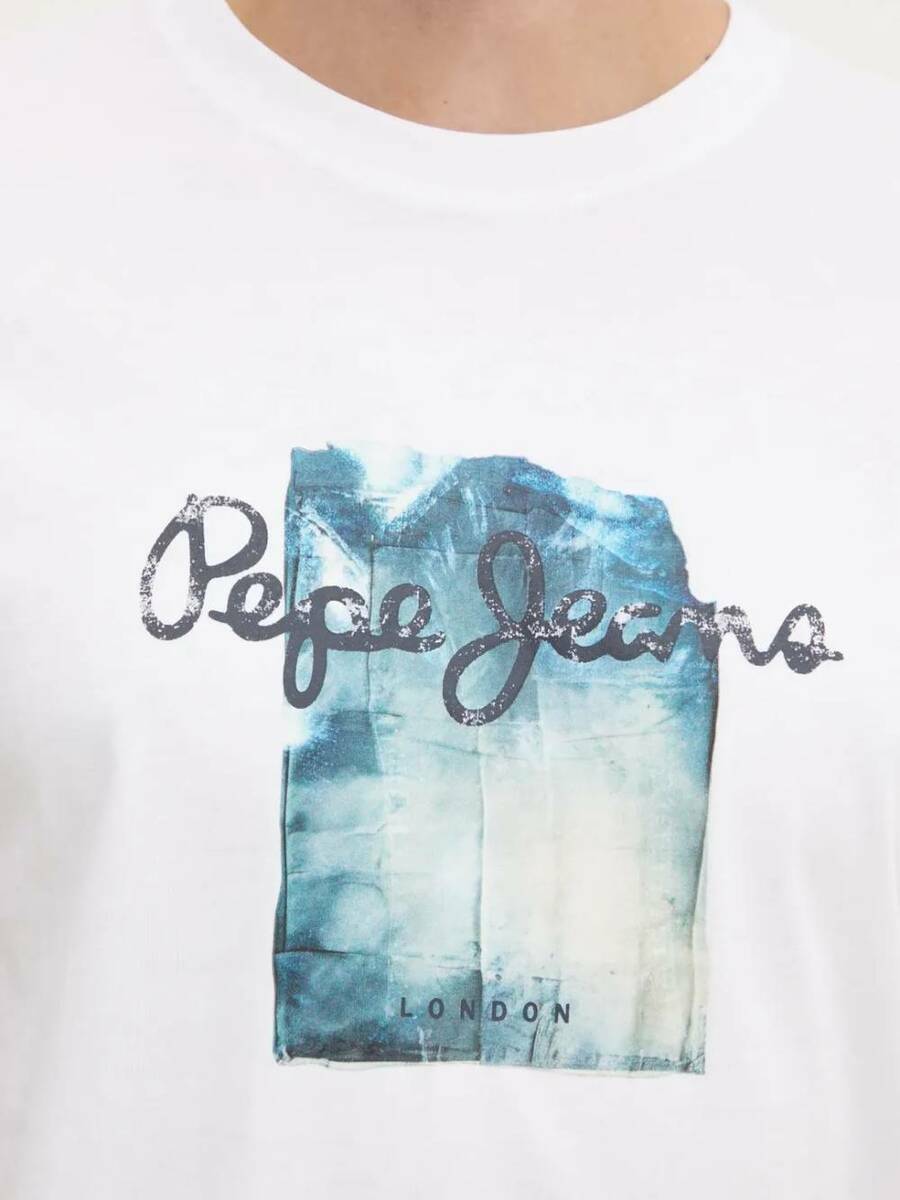 detail Pepe Jeans pánske biele tričko Prush