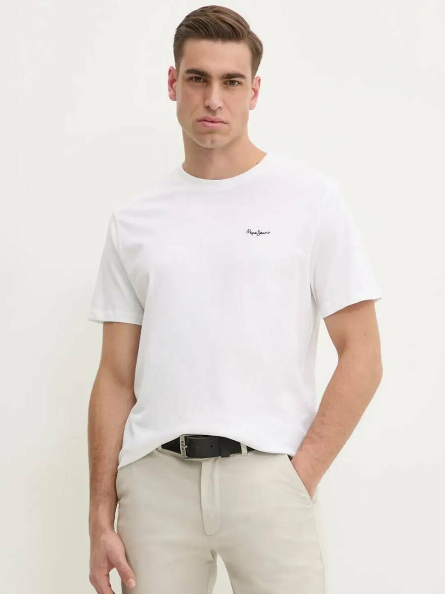 detail Pepe Jeans pánske biele tričko Contrast