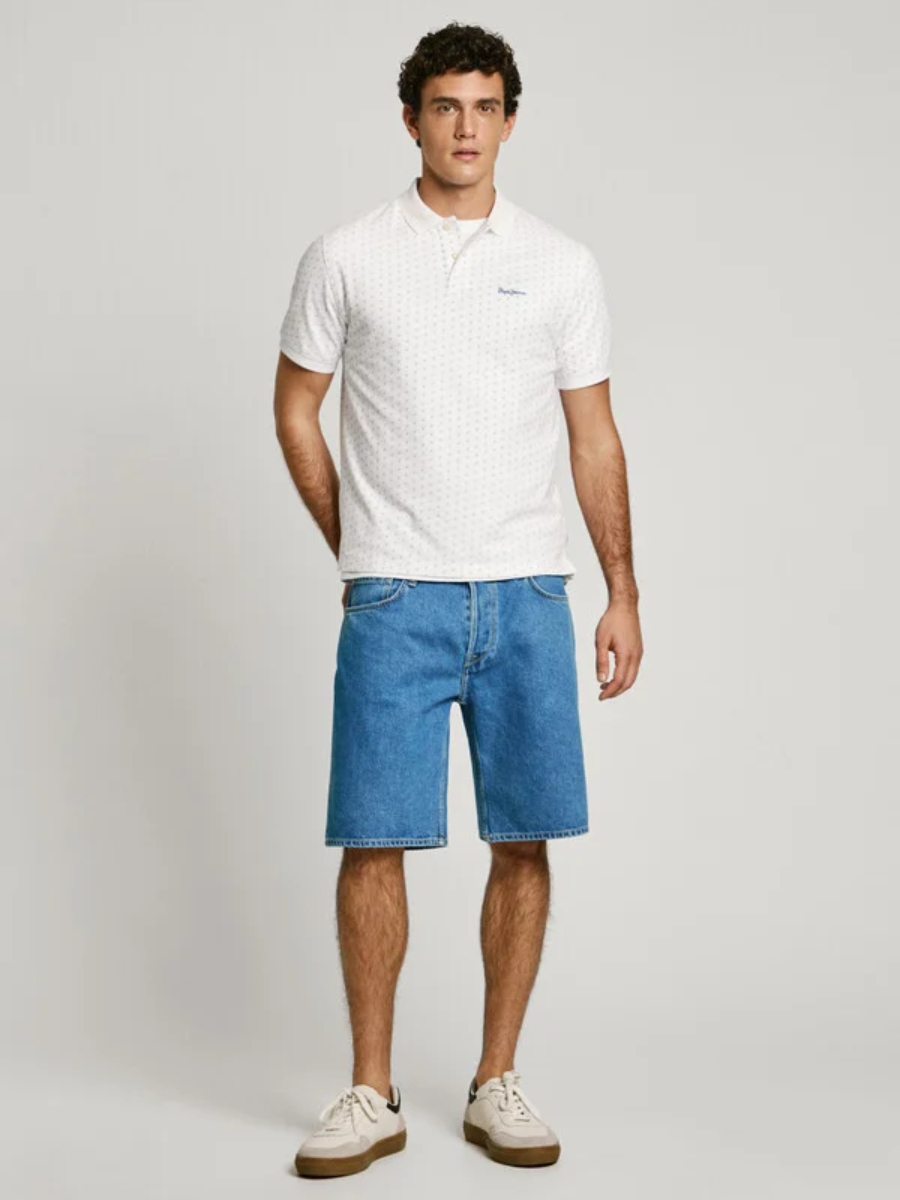 detail Pepe Jeans pánske biele polo tričko