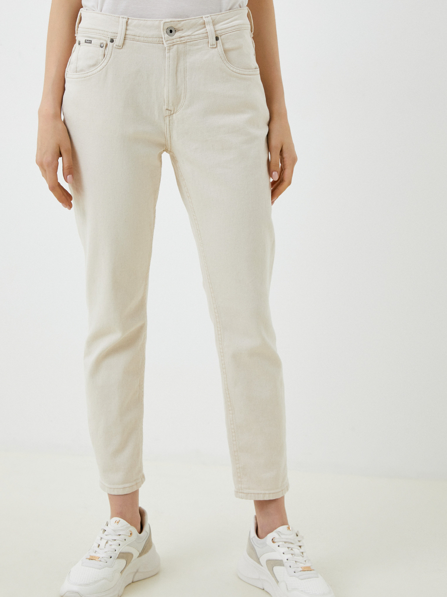 detail Pepe Jeans dámske krémové džínsy