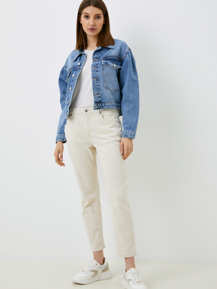 detail Pepe Jeans dámske krémové džínsy