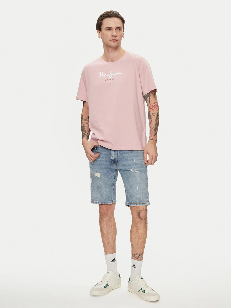 detail Pepe Jeans pánske ružové tričko