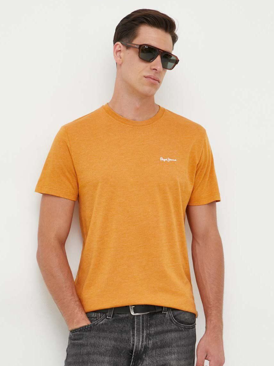 detail Pepe Jeans pánske oranžové tričko