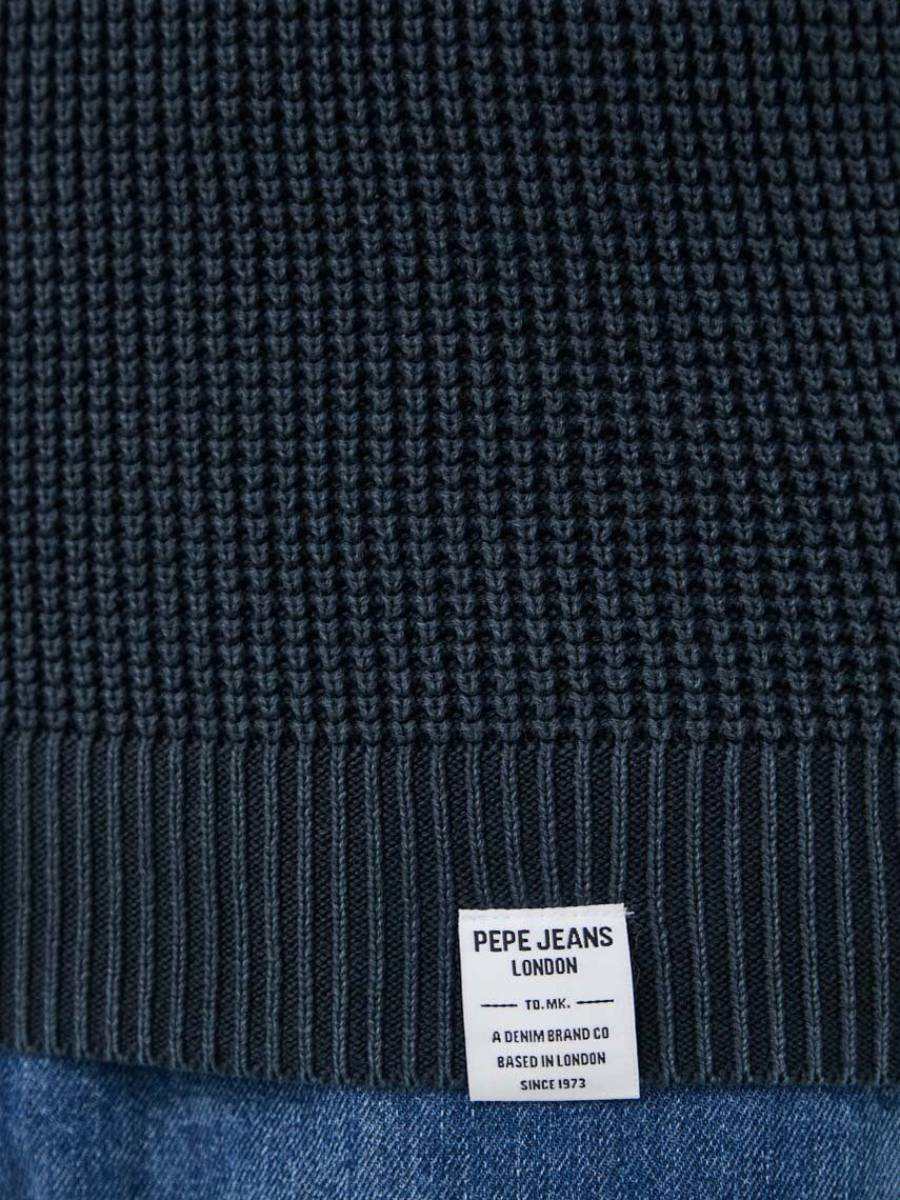 detail Pepe Jeans pánsky tmavomodrý sveter Maxwell