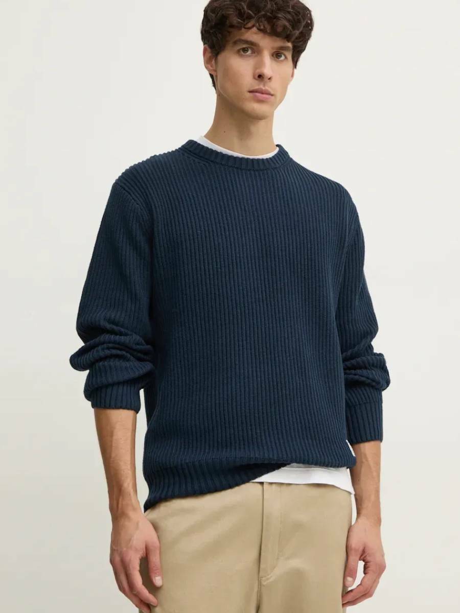 detail Pepe Jeans pánsky modrý sveter Colin