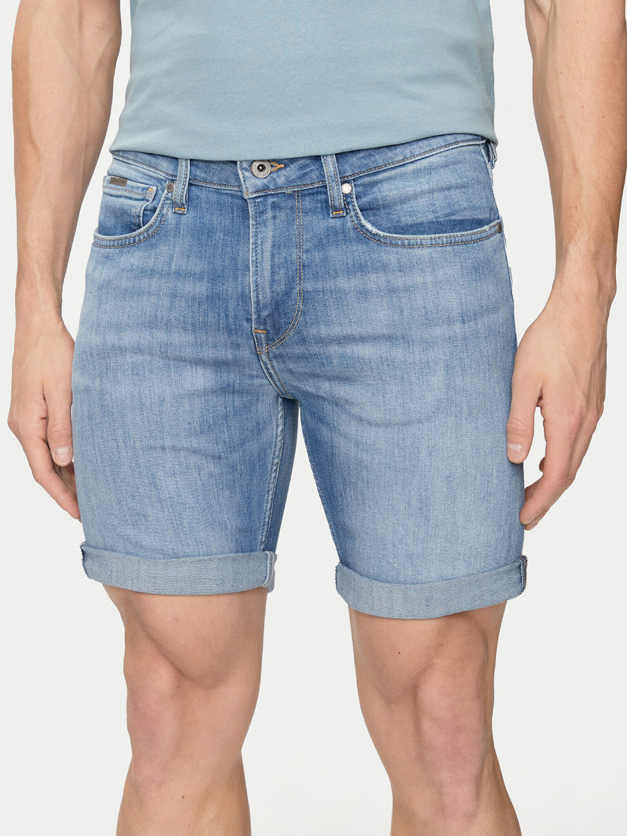 detail Pepe Jeans pánske modré džínsové šortky