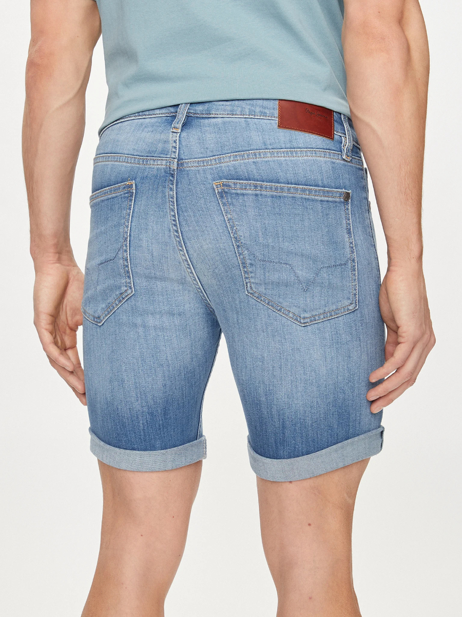 detail Pepe Jeans pánske modré džínsové šortky